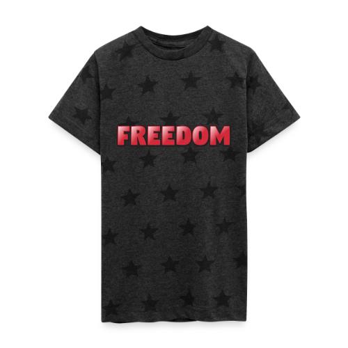 Freedom Bold 3D Word Art Design - Kid's 5 Star Print T-Shirt