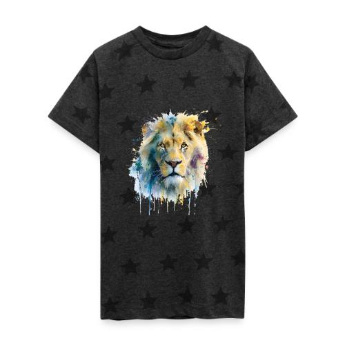 Splash-Art Lion Face - Kid's 5 Star Print T-Shirt