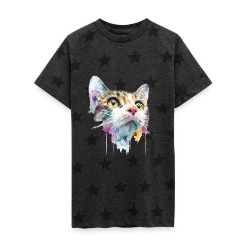 Chromatic Cat Splash - Kid's 5 Star Print T-Shirt