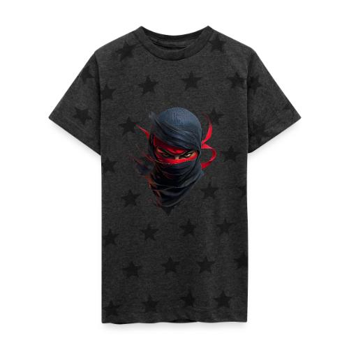 Crimson Stare Ninja - Kid's 5 Star Print T-Shirt