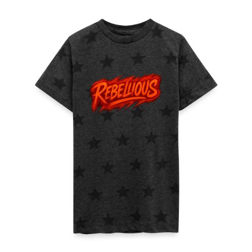 Rebellious Graffiti Neon Orange Streetwear T-Shirt - Kid's 5 Star Print T-Shirt