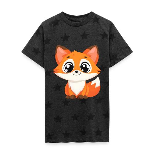 Adorable Cartoon Fox with Big Innocent Eyes - Kid's 5 Star Print T-Shirt