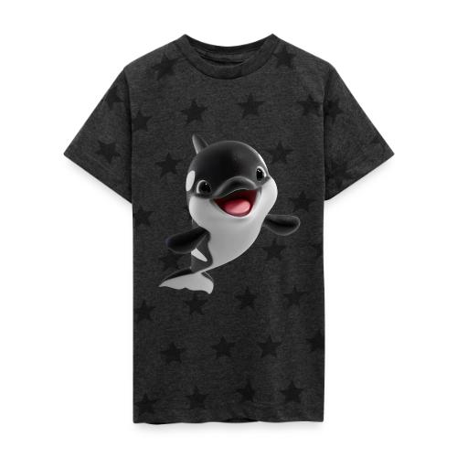 Smiling Cartoon Baby Orca - Kid's 5 Star Print T-Shirt