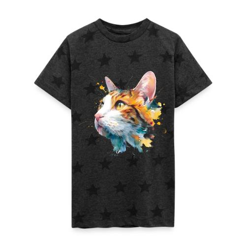 Cat: Feline Ink Burst - Kid's 5 Star Print T-Shirt