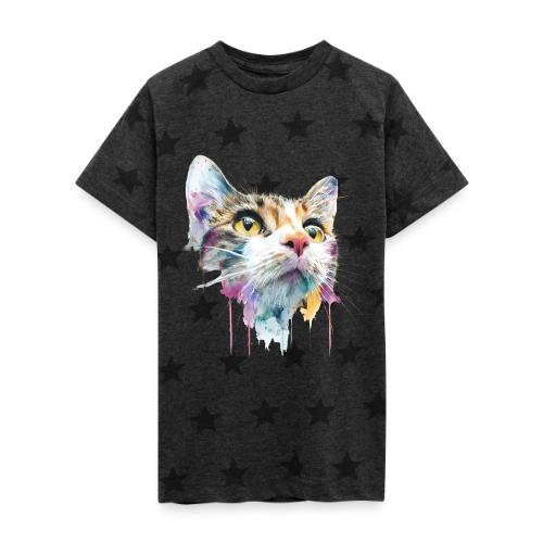 Chromatic Cat Splash - Kid's 5 Star Print T-Shirt