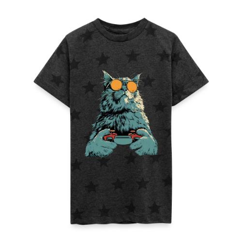 Cat: Fluff Mode On - Kid's 5 Star Print T-Shirt