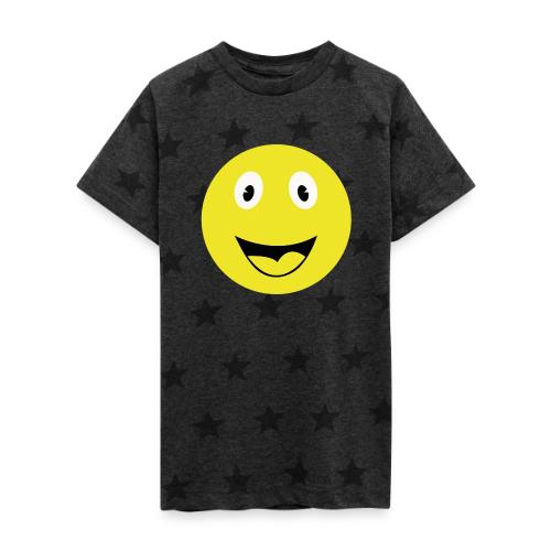 Yellow Happy Face Print - Kid's 5 Star Print T-Shirt
