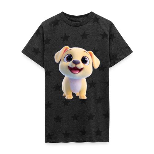 Playful 3D Baby Puppy Looking Up - Kid's 5 Star Print T-Shirt