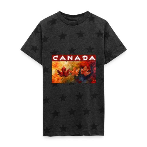 Painted Canada Leaves - Kid's 5 Star Print T-Shirt