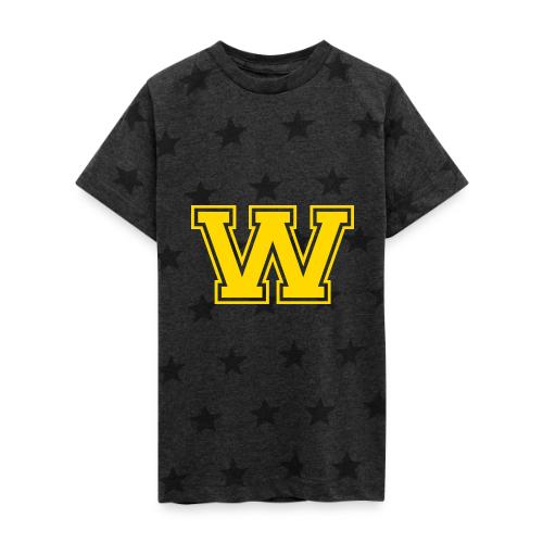 Letter W – Capital Athletic Alphabet Monogram - Kid's 5 Star Print T-Shirt
