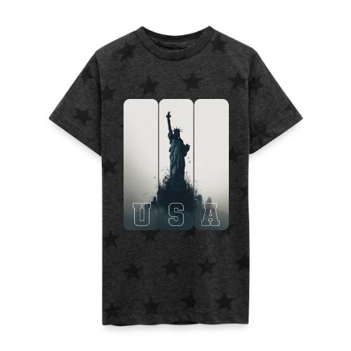 USA: Liberty Rising Over Manhattan - Kid's 5 Star Print T-Shirt