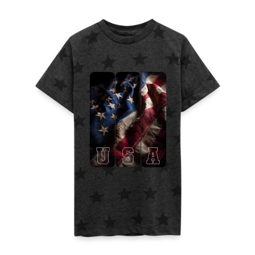USA: Worn Stars and Stripes - Kid's 5 Star Print T-Shirt