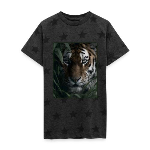 Tiger Jungle Eyes Wildlife Design - Kid's 5 Star Print T-Shirt