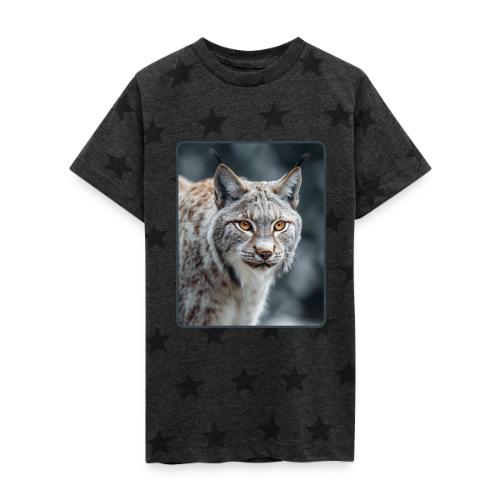 Lynx Portrait Piercing Eyes Design - Kid's 5 Star Print T-Shirt