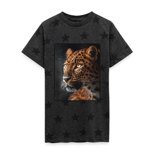 Amur Leopard Face Wildlife Design - Kid's 5 Star Print T-Shirt