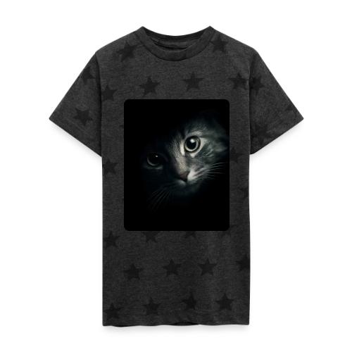 Cat Face in Shadow Close-Up Design - Kid's 5 Star Print T-Shirt