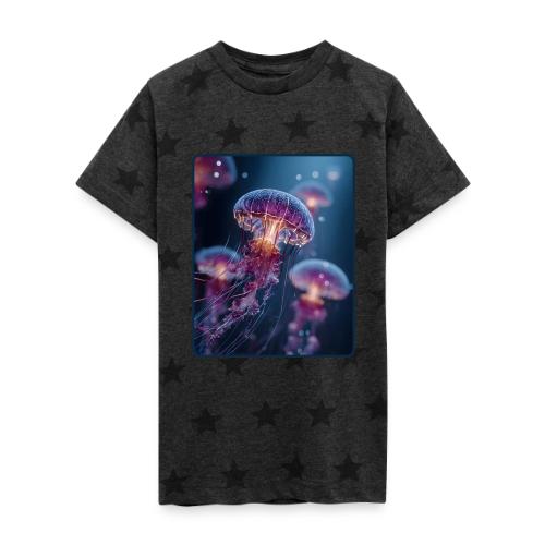 Glowing Jellyfish Deep Sea Design - Kid's 5 Star Print T-Shirt