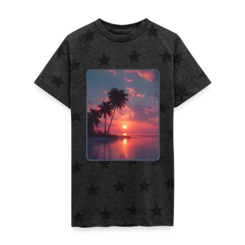 Tropical Sunset Ocean Reflection Design - Kid's 5 Star Print T-Shirt