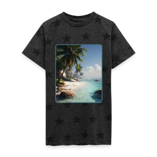 Tropical Beach Paradise Palm Design - Kid's 5 Star Print T-Shirt