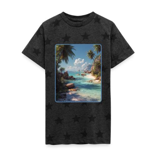 Tropical Island Paradise Ocean Design - Kid's 5 Star Print T-Shirt
