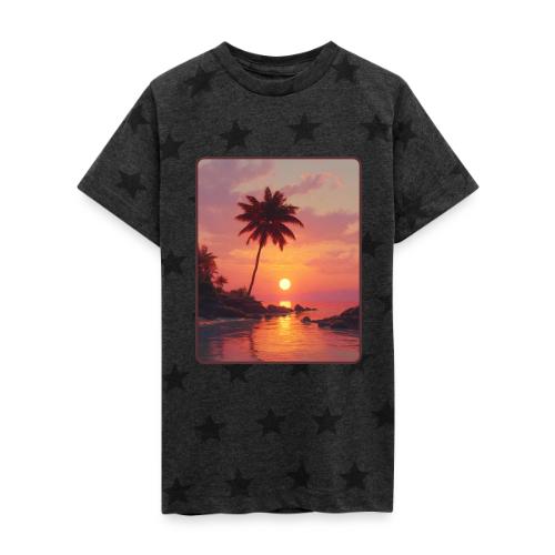 Tropical Beach Sunset Palm Design - Kid's 5 Star Print T-Shirt