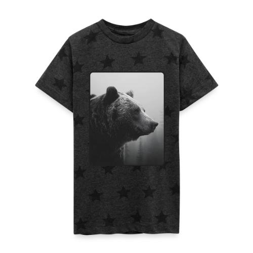 Grizzly Bear Black White Portrait Design - Kid's 5 Star Print T-Shirt