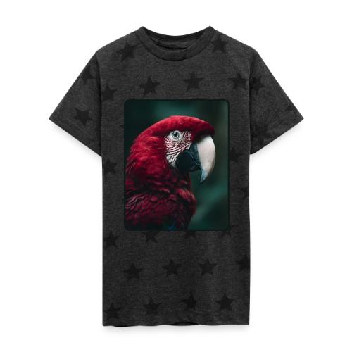 Red Green Macaw Bird Portrait Design - Kid's 5 Star Print T-Shirt
