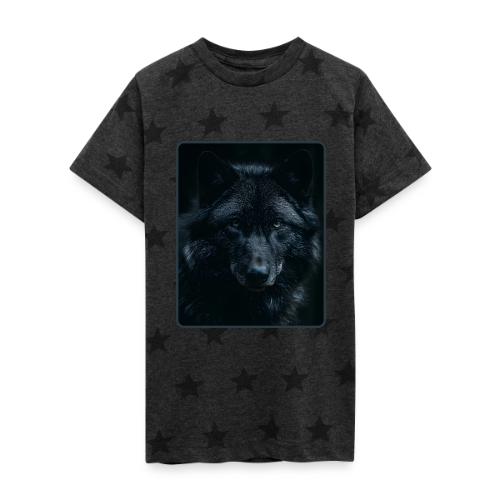 Black Wolf Intense Eyes Portrait Design - Kid's 5 Star Print T-Shirt