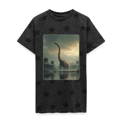 Brachiosaurus Misty Lake Design - Kid's 5 Star Print T-Shirt