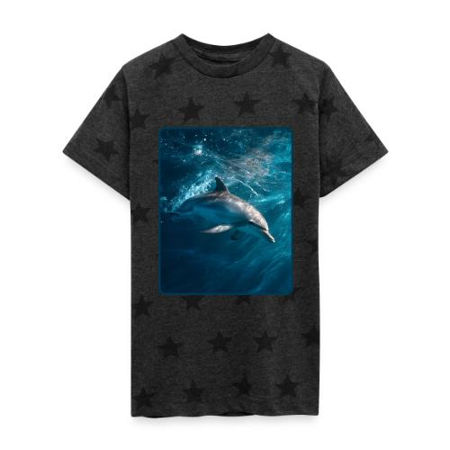 Dolphin Sunlit Ocean Serenity Design - Kid's 5 Star Print T-Shirt