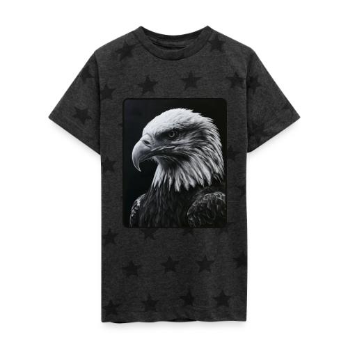 Black White Bald Eagle Design - Kid's 5 Star Print T-Shirt