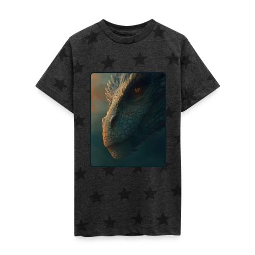 Golden Eye Dragon Close-Up Design - Kid's 5 Star Print T-Shirt