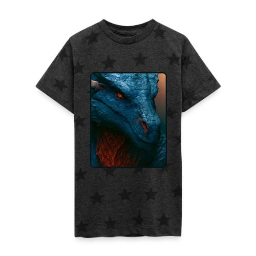 Turquoise Dragon Fire Eye Design - Kid's 5 Star Print T-Shirt