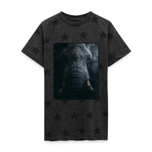 Shadow Elephant Intense Eyes Design - Kid's 5 Star Print T-Shirt