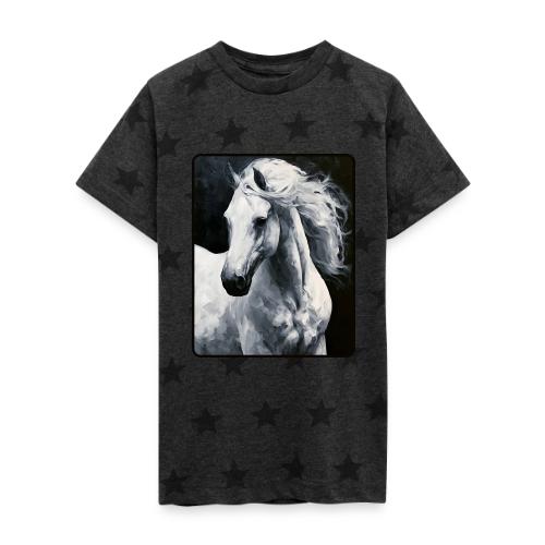 White Horse Oil Painting Design - Kid's 5 Star Print T-Shirt