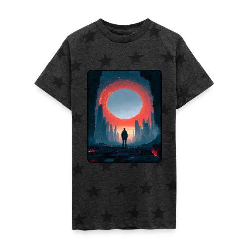 Cosmic Portal Future City Design - Kid's 5 Star Print T-Shirt