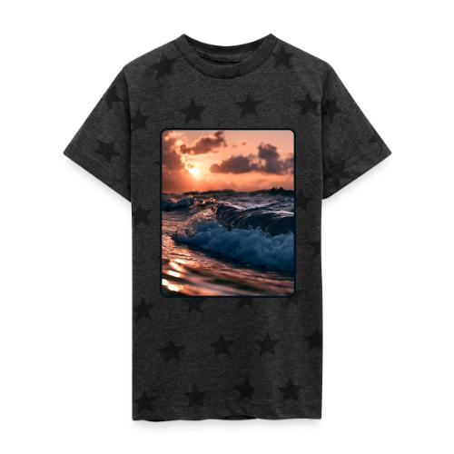 Golden Sunset Ocean Wave - Kid's 5 Star Print T-Shirt