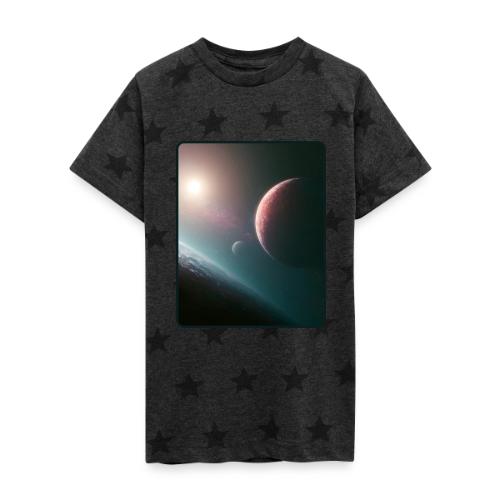 Deep Space Planet Horizon Art - Kid's 5 Star Print T-Shirt