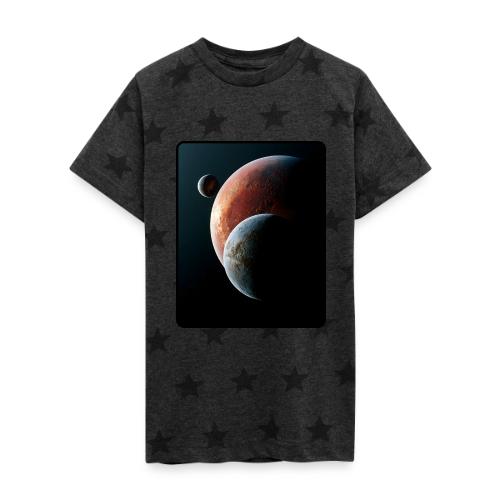 Three Planets Deep Space Design - Kid's 5 Star Print T-Shirt