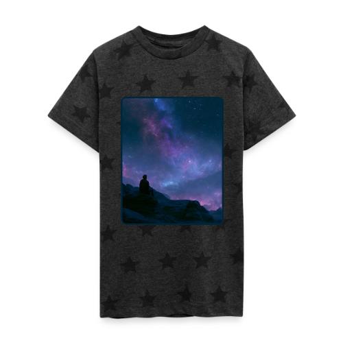 Stargazer Nebula Night Sky Art - Kid's 5 Star Print T-Shirt