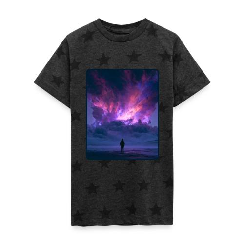 Cosmic Supernova Night Design - Kid's 5 Star Print T-Shirt