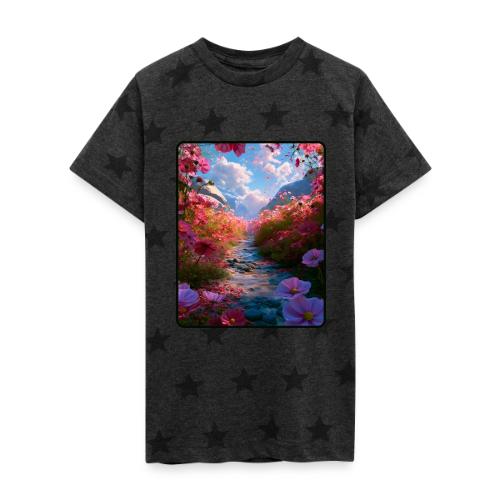 Dreamy Cosmos Valley Landscape Art - Kid's 5 Star Print T-Shirt