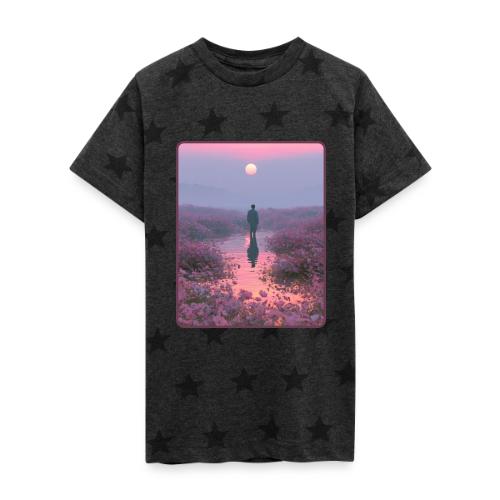 Ethereal Sunset Flower Field Art - Kid's 5 Star Print T-Shirt