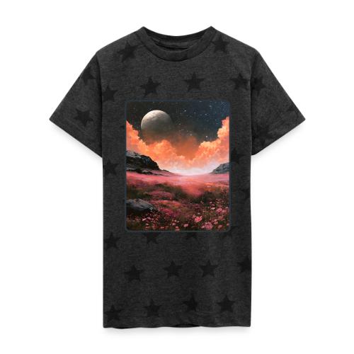Moonlit Fantasy Flower Landscape - Kid's 5 Star Print T-Shirt