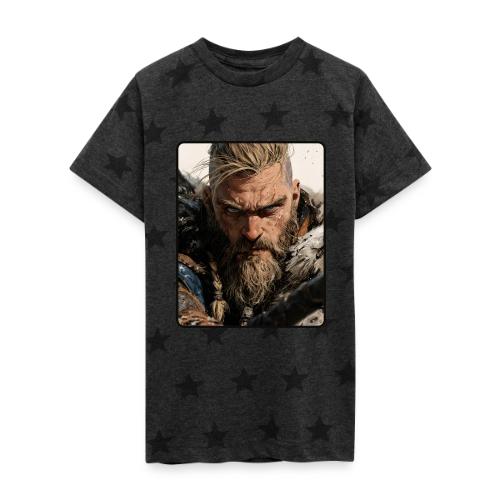 Fierce Viking Warrior Portrait - Kid's 5 Star Print T-Shirt