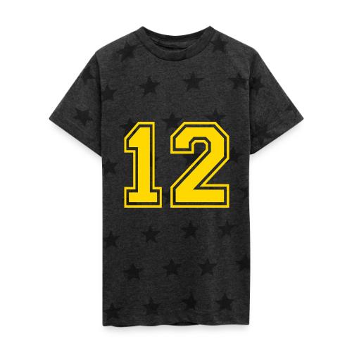 Number 12 in a classic athletic collegiate font - Kid's 5 Star Print T-Shirt