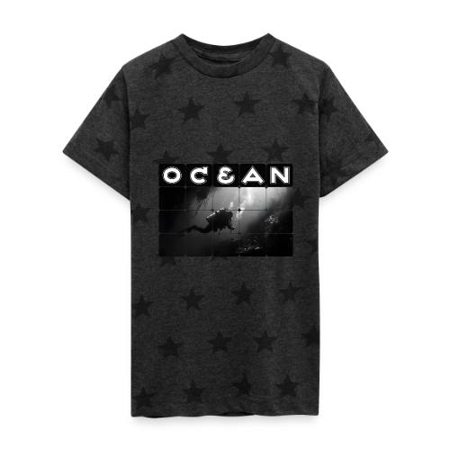 Ocean: Monochrome descent of a scuba diver - Kid's 5 Star Print T-Shirt