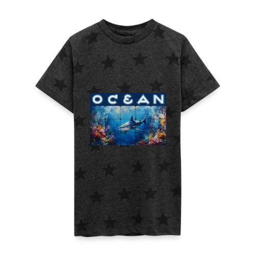 Ocean: Synthwave Shark - Kid's 5 Star Print T-Shirt