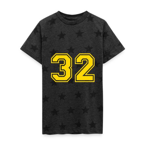 Number 32 in a classic athletic collegiate font - Kid's 5 Star Print T-Shirt