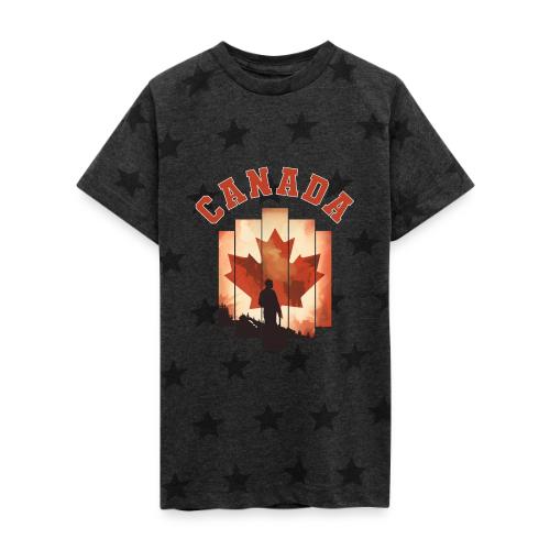 Proud Canadian Shadow - Kid's 5 Star Print T-Shirt